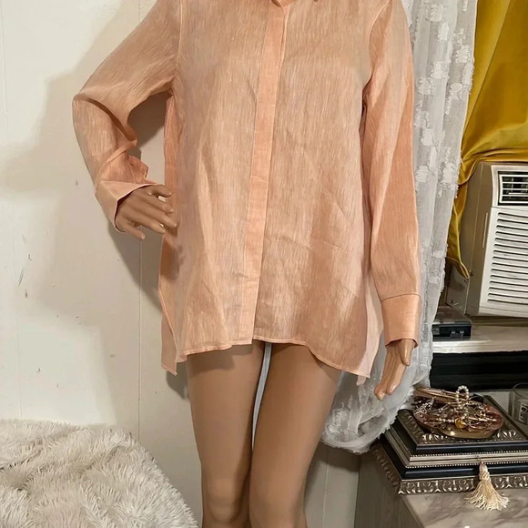 Lafayette 148 New York Peach Button-Up Blouse - Picture 11 of 16